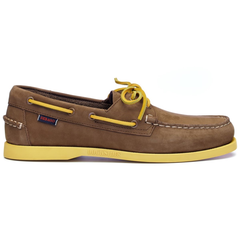 Docksides Portland Nubuk-Dark Brown & Yellow Sebago UK