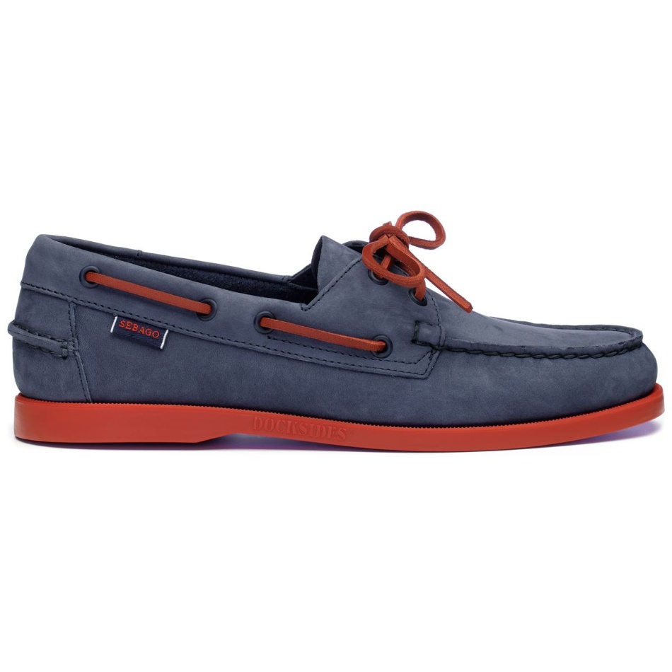 Docksides Portland Nubuk-Navy Blue & Red Sebago UK
