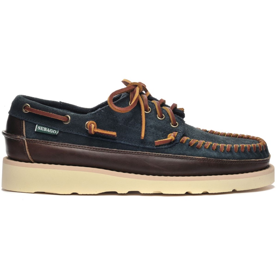 Keuka Lea Canoe Moc-Navy Blue & Dark Brown Sebago UK