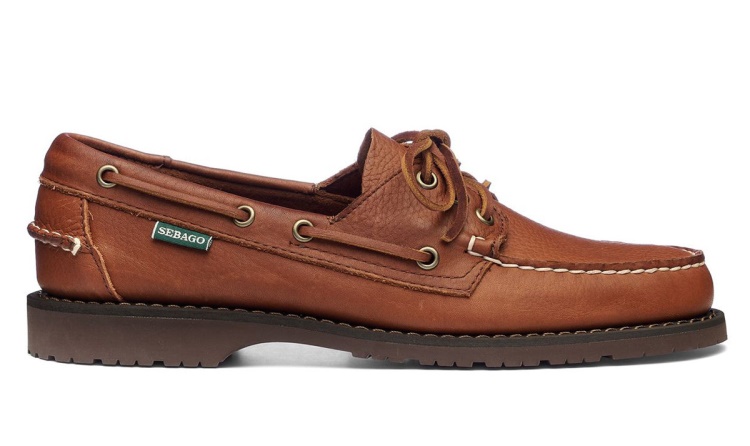 Brown-DkBrown Sebago UK Slug Tumbled Leather Moccasin